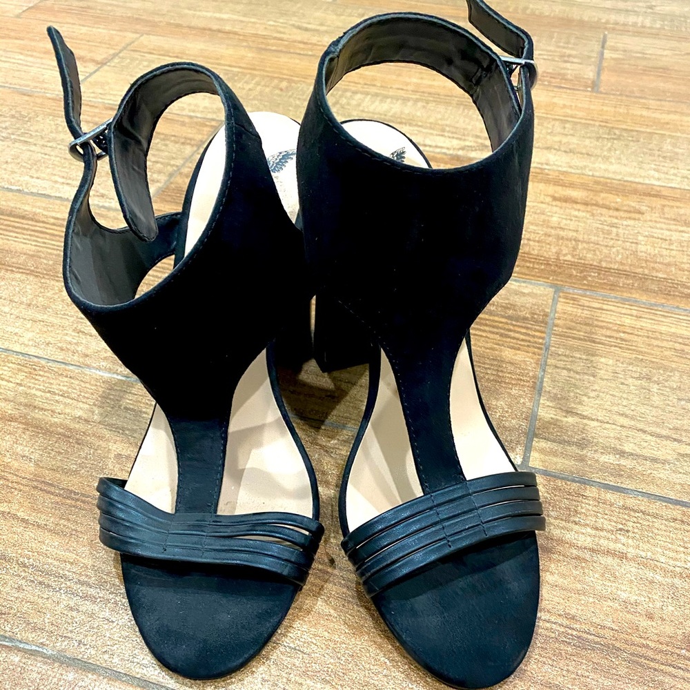 Suede and leather heels